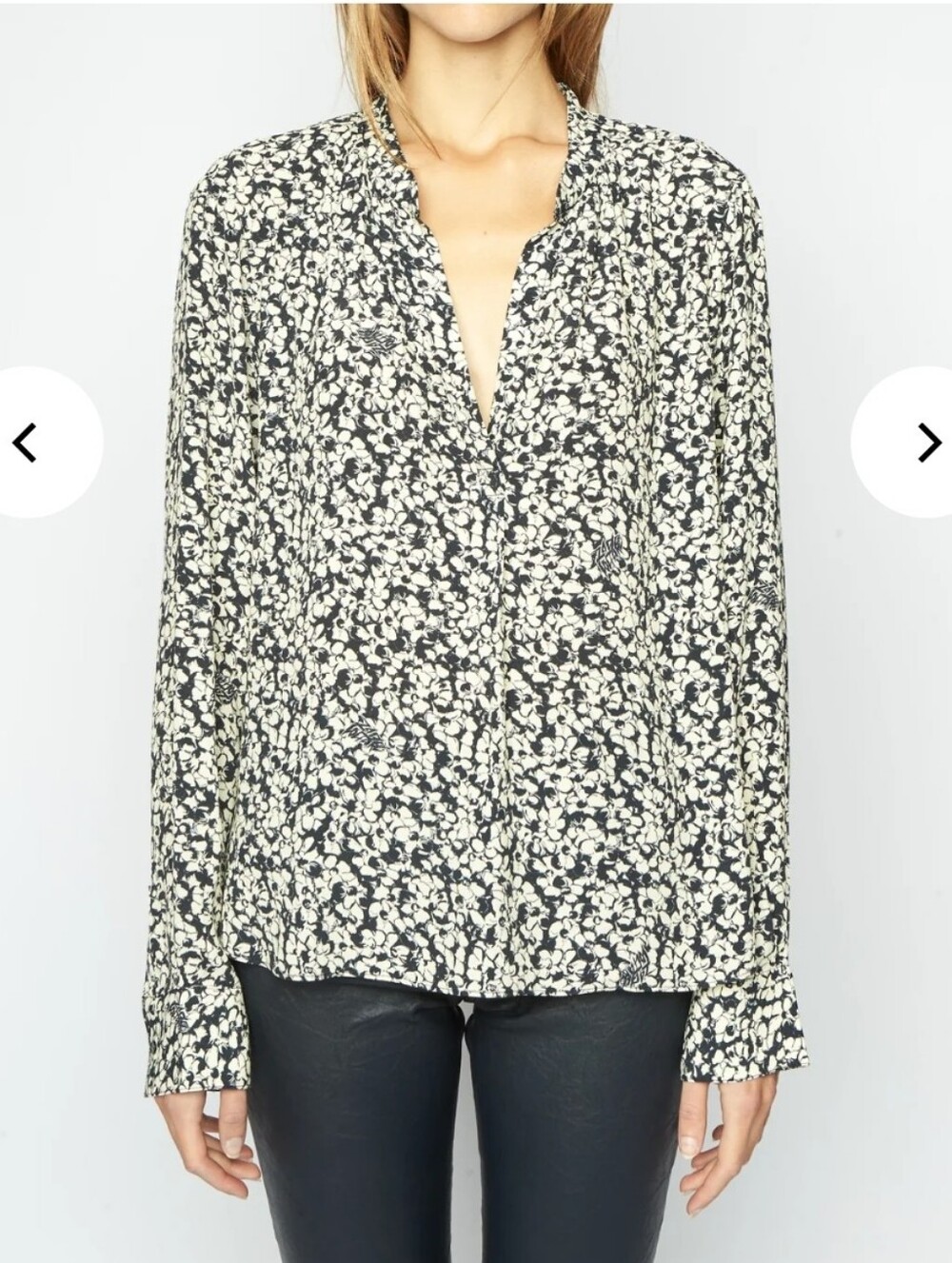 Zadig & Voltaire Tink Crepe Bico Flowers Blouse - Vanille, Size XS